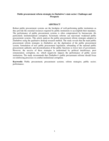 Public procurement reform strategies in Zimbabwe's state sector: Challenges and Prospects