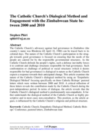 The catholic church's dialogical method and engagement with the Zimbabwean state be-tween 2000 and 2010