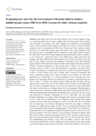 Evaluating how and why the Government of Rwanda failed to achieve middle-income status (MICS) in 2020: Lessons for other African countries
