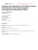 Prediction and optimization of the effect of ethanol pre-treatment on the tensile strength of permanganate treated bamboo fibers