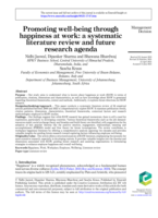 Promoting well-being through happiness at work: A systematic literature review and future research agenda
