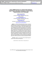 Green HRM practices at a historically disadvantaged Higher Education institution in South Africa: Implementation and challenges