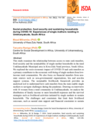 Social protection, food security and sustaining households during COVID-19: Experiences of single mothers residing in Umkhanyakude, South Africa