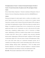 The implementation of teachers' continuous professional development: The role of teachers' personal characteristics, perception towards CPD, and support of school leaders