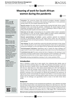 Meaning of work for South African women during the pandemic
