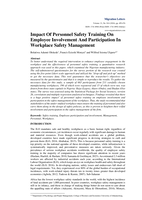 Migration letters impact of personnel safety training on employee involvement and participation in workplace safety management