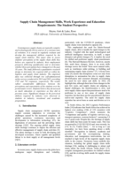 Supply chain management skills, work experience and education requirements: The student perspective