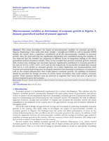 Macroeconomic variables as determinant of economic growth in Nigeria. A dynamic generalized method of moment approach