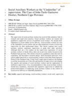 Social auxiliary workers as the “Cinderellas” of supervision: The case of John Taolo Gaetsewe  District, Northern Cape Province