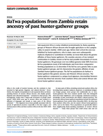 BaTwa populations from Zambia retain ancestry of past hunter-gatherer groups