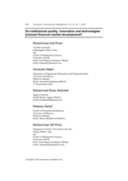 Do institutional quality, innovation and technologies promote financial market development?