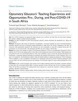 Optometry educators' teaching experiences and opportunities pre-, during, and post-COVID-19 in South Africa