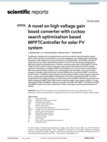 A novel on high voltage gain boost converter with cuckoo search optimization based MPPTController for solar PV system