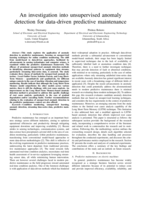 An investigation into unsupervised anomaly detection for data-driven predictive maintenance