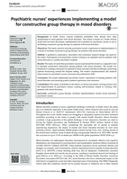 Psychiatric nurses' experiences implementing a model for constructive group therapy in mood disorders