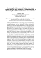 Evaluating the effectiveness of various store-brand disinfectants and one commercial kitchen disinfectant in eliminating bacterial contamination on kitchen surfaces