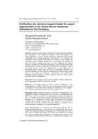 Verification of a decision support model for export opportunities in the South African hardwood industries at The Company