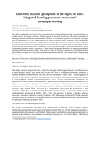 University teachers´ perceptions of the impact of workintegrated learning placement on students’ on-campus learning