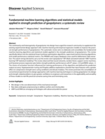 Fundamental machine learning algorithms and statistical models applied in strength prediction of geopolymers: A systematic review