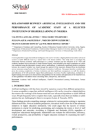  Relationship between artificial intelligence and the performance of academic staff at a selected institution of higher learning in Nigeria