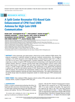 A split center resonator FSS-based gain enhancement of CPW feed UWB antenna for high gain UWB communication