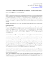 Assessment of challenges and significance of online teaching and learning