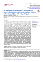 An evaluation of the experience and challenges faced in online learning by undergraduate students at the national