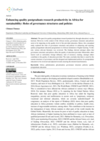 Enhancing quality postgraduate research productivity in Africa for sustainability: Roles of governance structures and policies