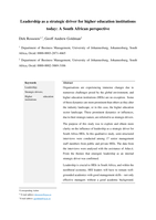 Leadership as a strategic driver for higher education institutions today: A South African perspective