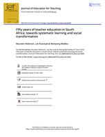 Fifty years of teacher education in South Africa: towards systematic learning and social transformation