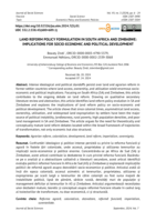 Land reform policy formulation in South Africa and Zimbabwe: Implications for socio-economic and political development
