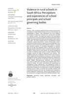 Violence in rural schools in South Africa: Perceptions and experiences of school principals and school governing bodies