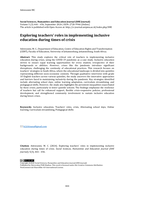 Exploring teachers' roles in implementing inclusive education during times of crisis