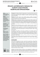 Altmetric and bibliometric indicators for academic social networks: Academia.edu & ResearchGate