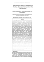 Job insecurity and its consequences for non- standard workers and the organization