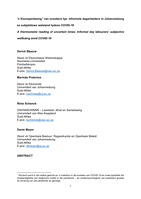 'n Koorspenlesing 1 van onsekere tye: Informele dagarbeiders in Johannesburg se subjektiewe welstand tydens COVID-19 A thermometer reading of uncertain times: Informal day labourers' subjective wellbeing amid COVID-19