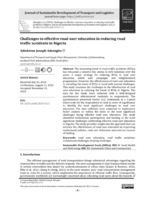 Challenges to effective road user education in reducing road traffic accidents in Nigeria