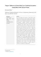 Vloggers' influence on natural hair care: Exploring perceptions among black South African women