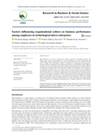 Factors influencing organizational culture on business performance among employers in technological micro-enterprises