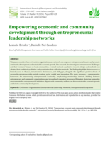 Empowering economic and community development through entrepreneurial leadership networks