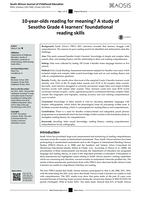 10-year-olds reading for meaning? A study of Sesotho Grade 4 learners' foundational reading skills