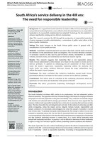 South Africa’s service delivery in the 4IR era: The need for responsible leadership