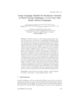 Large language models for sentiment analysis to detect social challenges: A use case with South African languages