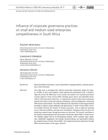 Influence of corporate governance practices on small and medium-sized enterprises competitiveness in South Africa