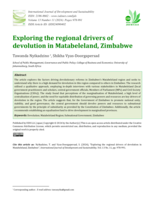 Exploring the regional drivers of devolution in Matabeleland, Zimbabwe