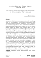 Media and the case of state capture in South Africa: How independent outlets aided whistleblowers in communicating their messages