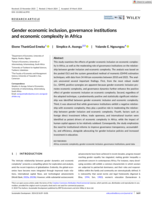 Gender economic inclusion, governance institutions and economic complexity in Africa