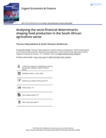 Analysing the socio-financial determinants shaping food production in the South African agriculture sector