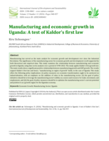 Manufacturing and economic growth in Uganda: A test of Kaldor’s first law