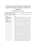 The integration of artificial intelligence in optimizing food supply chain management: Opportunities, challenges, and implications